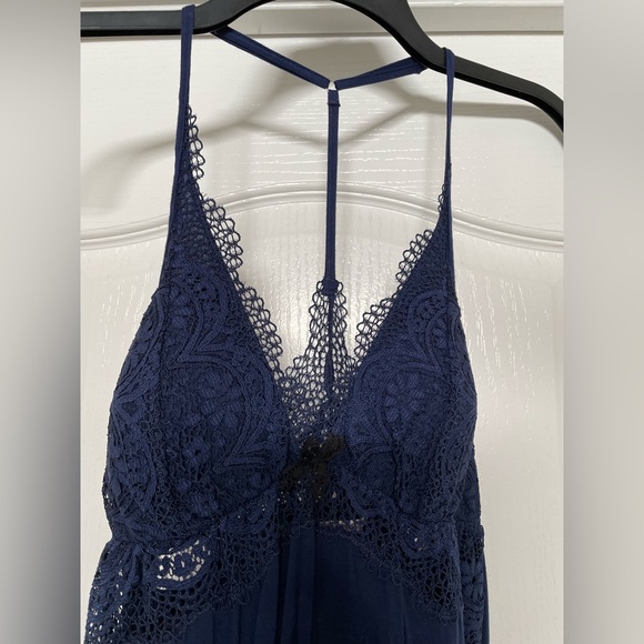 Victoria’s Secret knit and pretty lace chemise size Large- navy - Picture 3 of 6